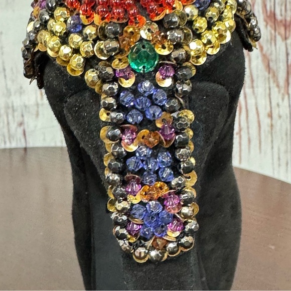 JEFFREY CAMPBELL EVA CROSS black suede platform pumps with sequins & Beads 6.5 - Picture 7 of 17